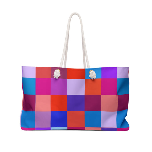 Purple Grid Weekender Bag